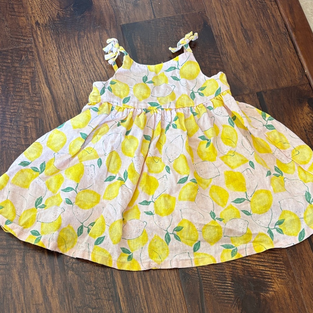 Little Me Yellow Lemon Print Dress